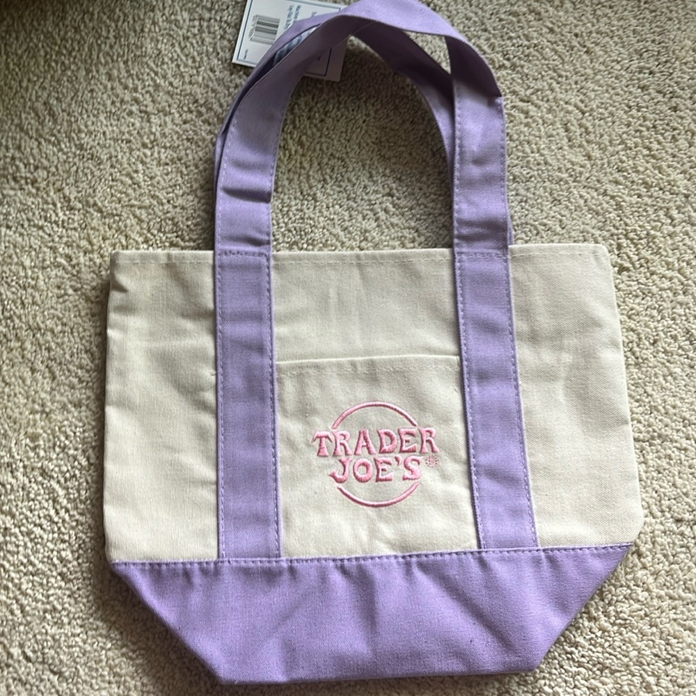 Trader Joe’s Mini Pastel Canvas Tote Bag – Purple